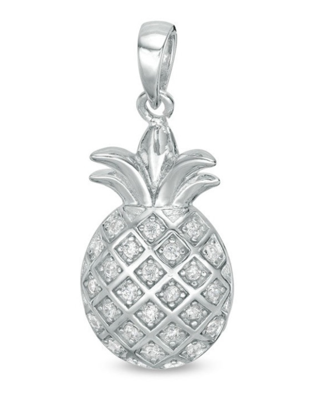 Banter Sterling Silver CZ Pineapple Necklace Charm Tropical Fruit Pendant